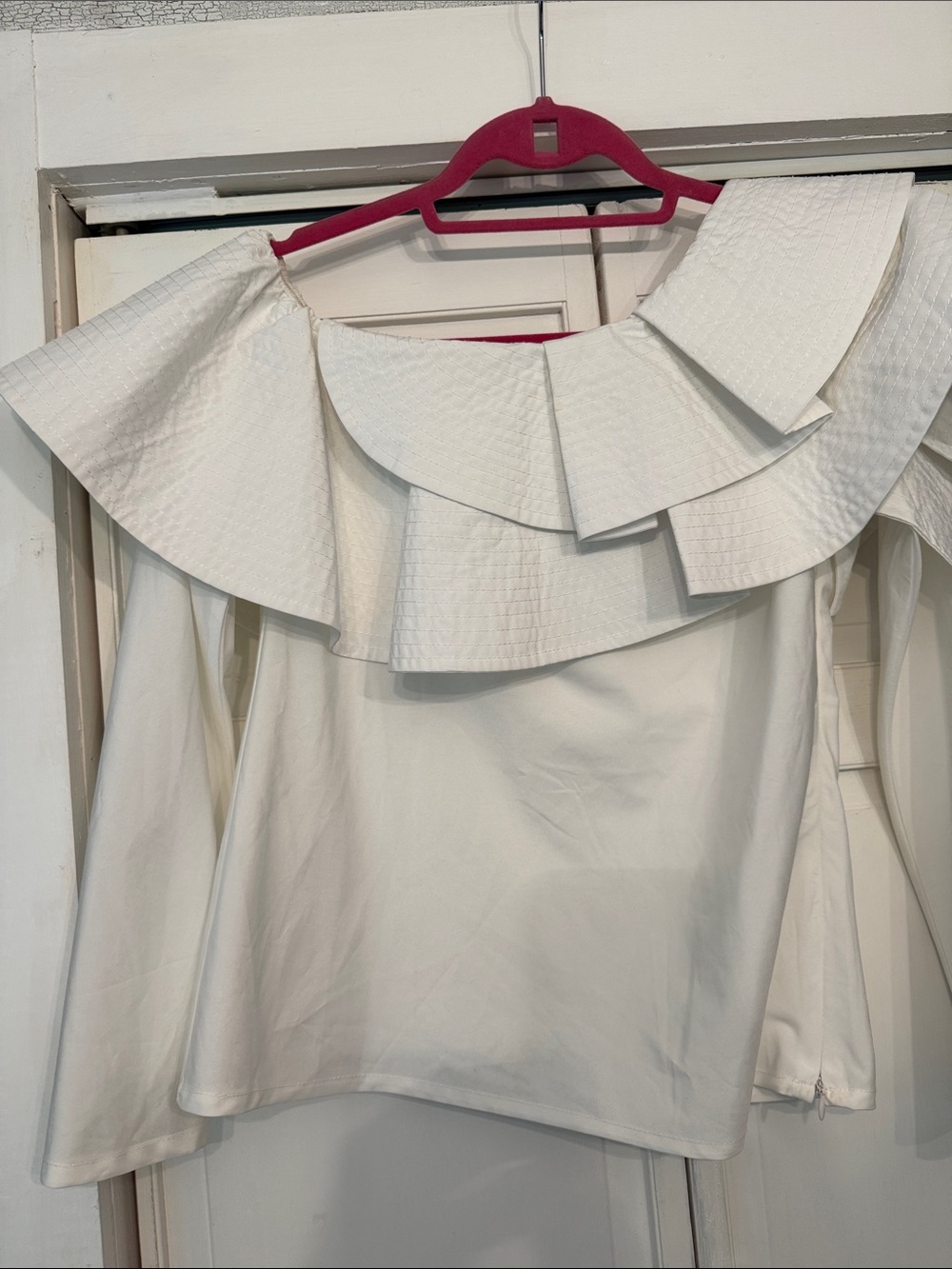 Luxe Cream Off-Shoulder Layered Ruffle Blouse